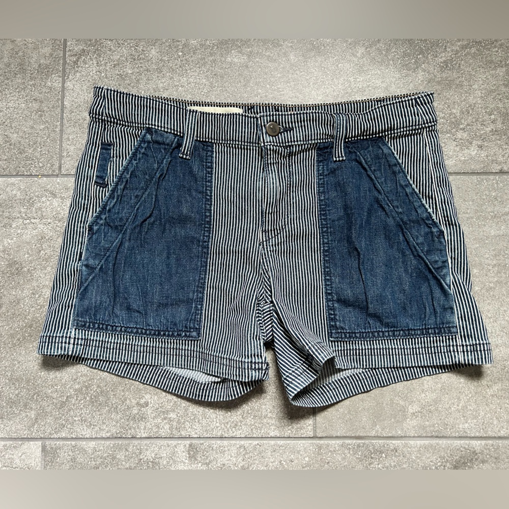Anthropologie Pilcro and the letterpress Blue Railroad Striped Denim Shorts  28